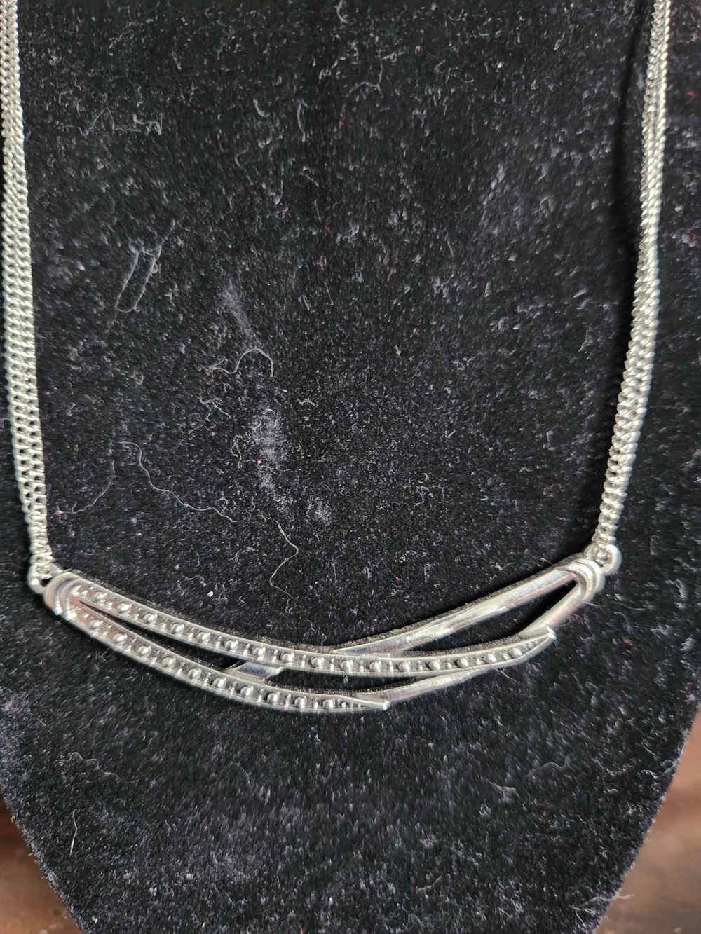 Silver Tone Multi-Row Curved Bar Necklace - Silver